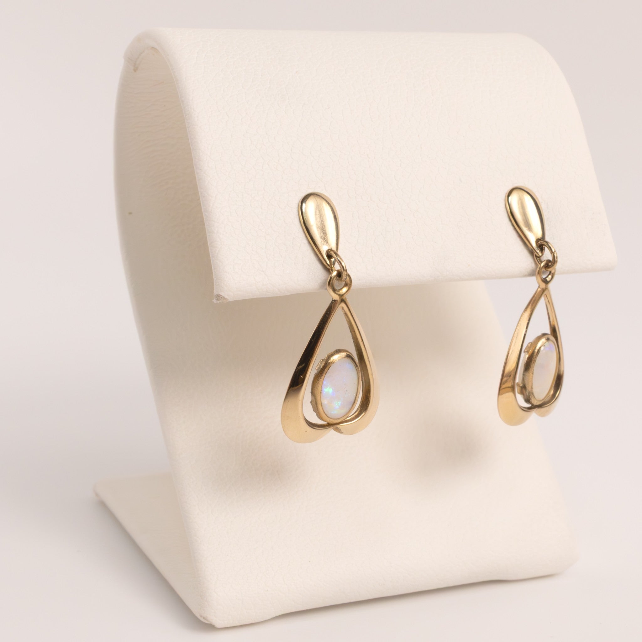 14KYG Opal Heart Drop Earrings