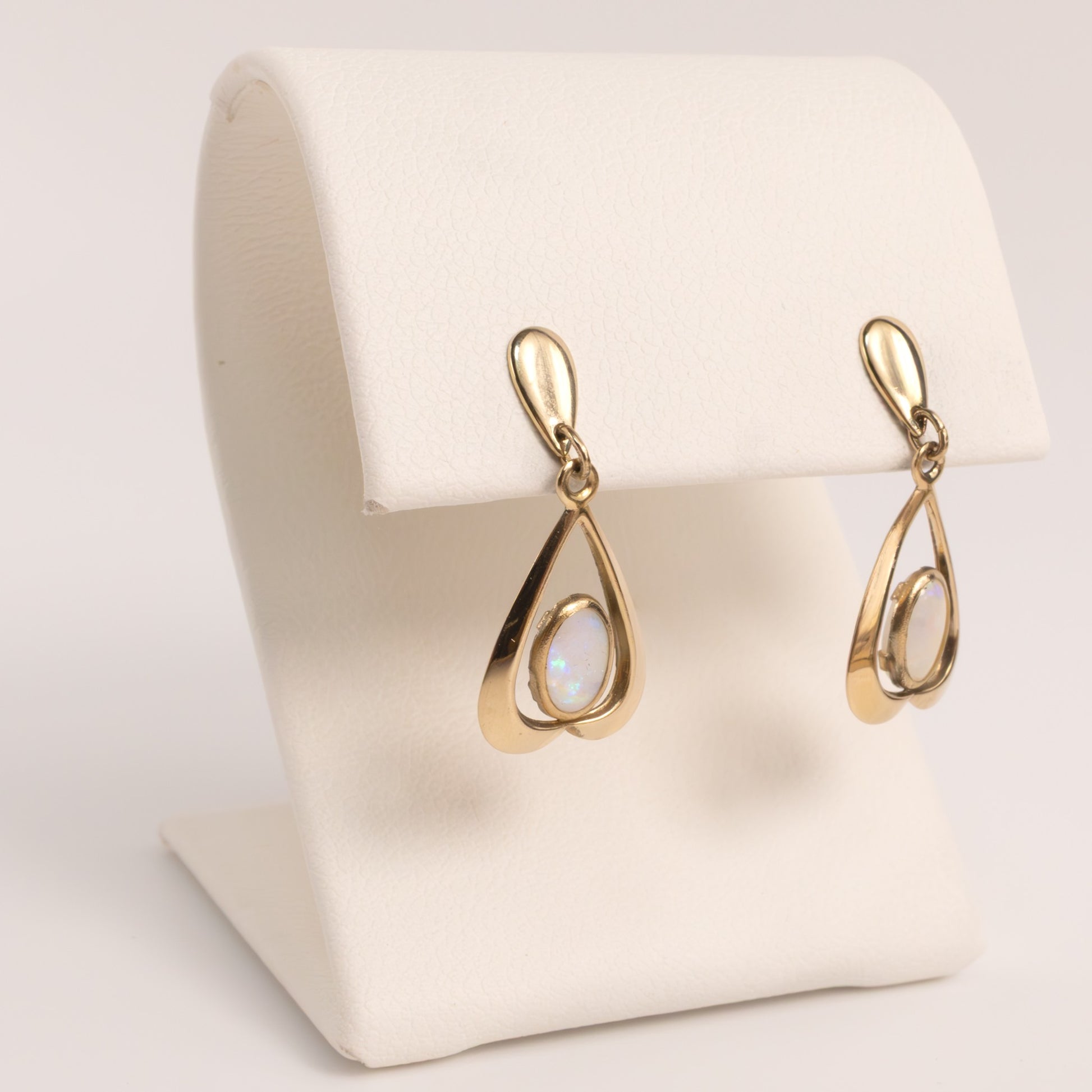 14KYG Opal Heart Drop Earrings