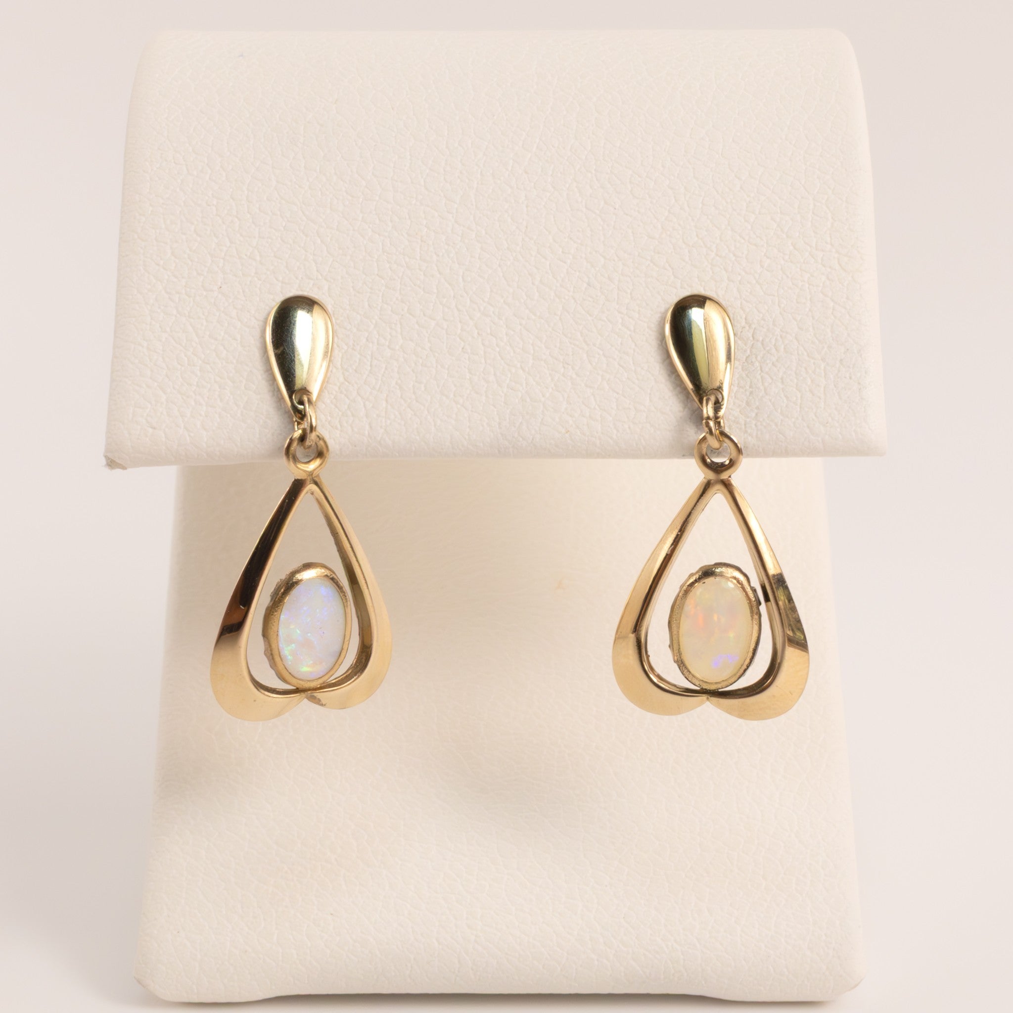 14KYG Opal Heart Drop Earrings