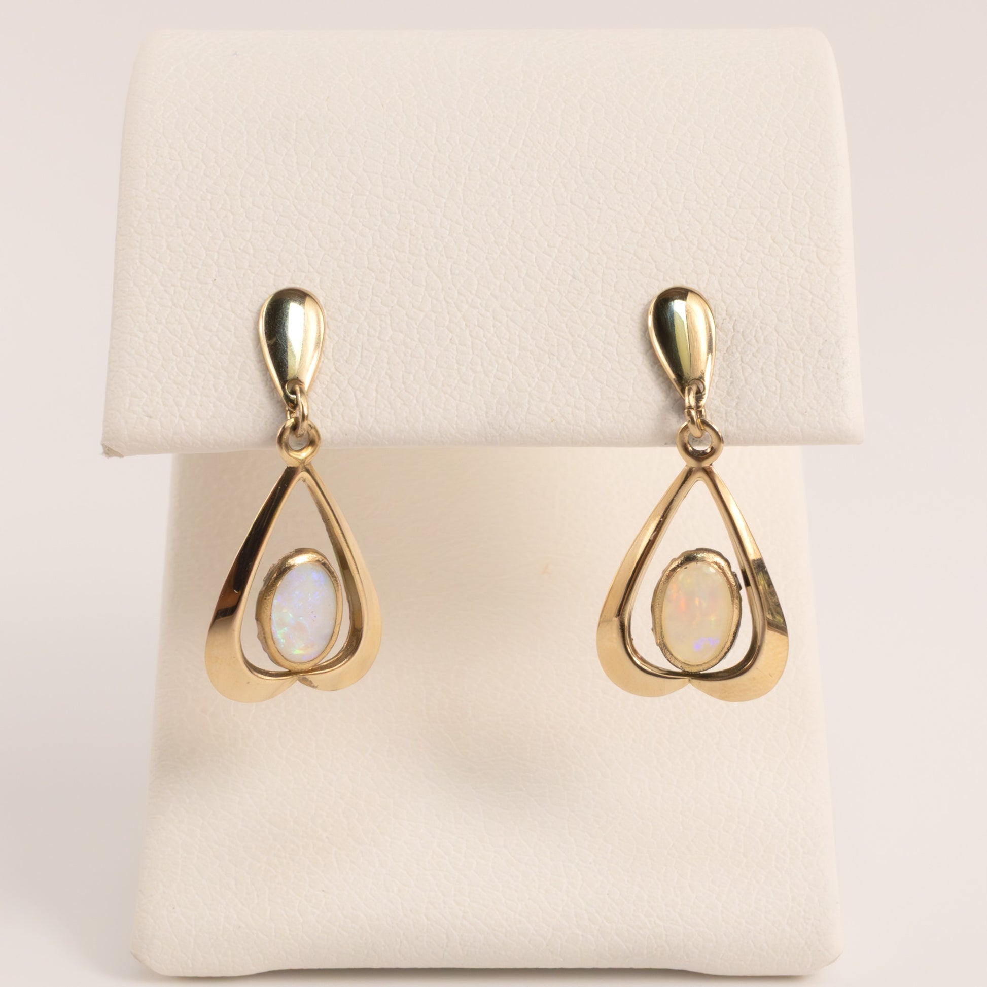 14KYG Opal Heart Drop Earrings