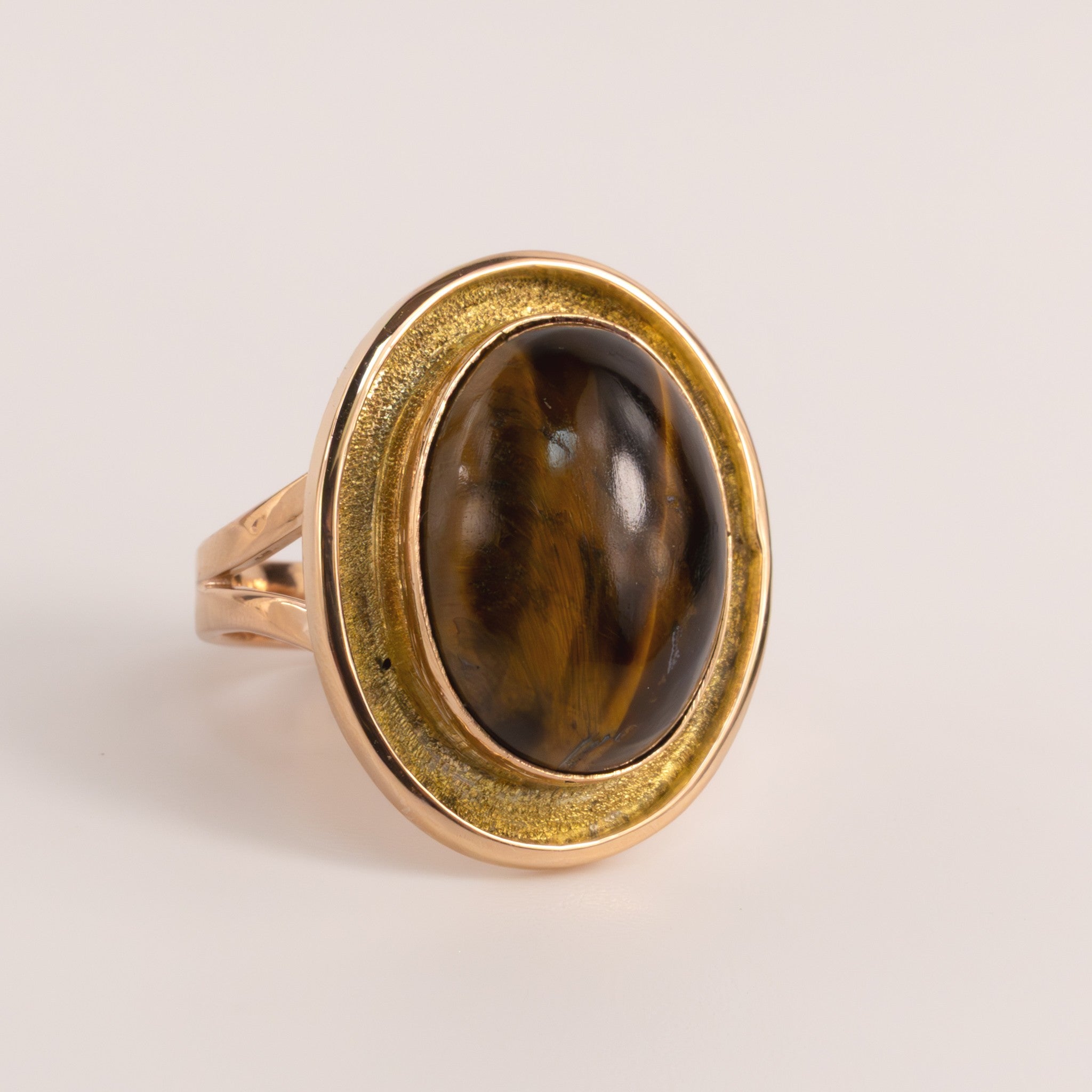 14KRG & YG Tiger's Eye Ring
