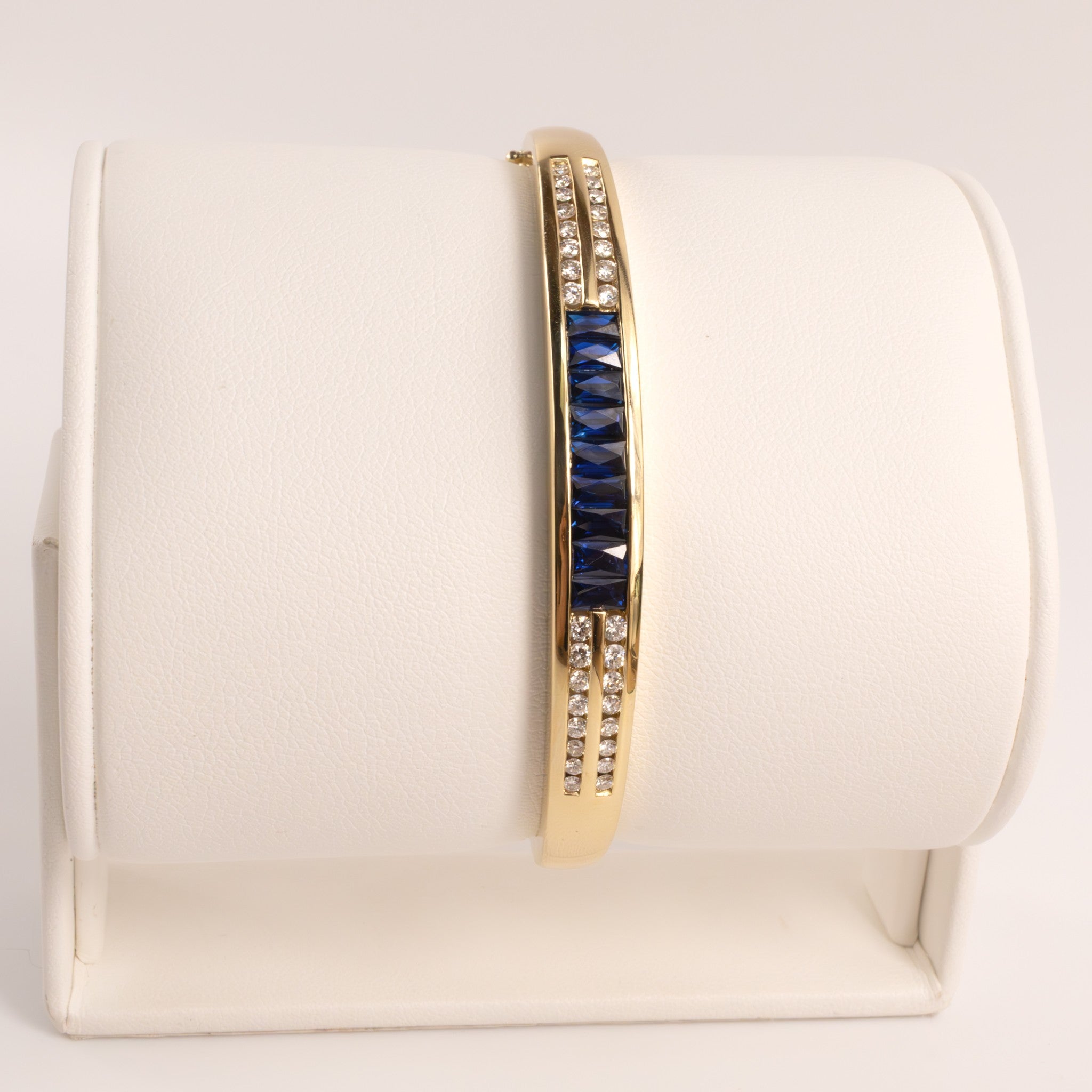 14KYG Blue Sapphire and Diamond Channel Set Bangle