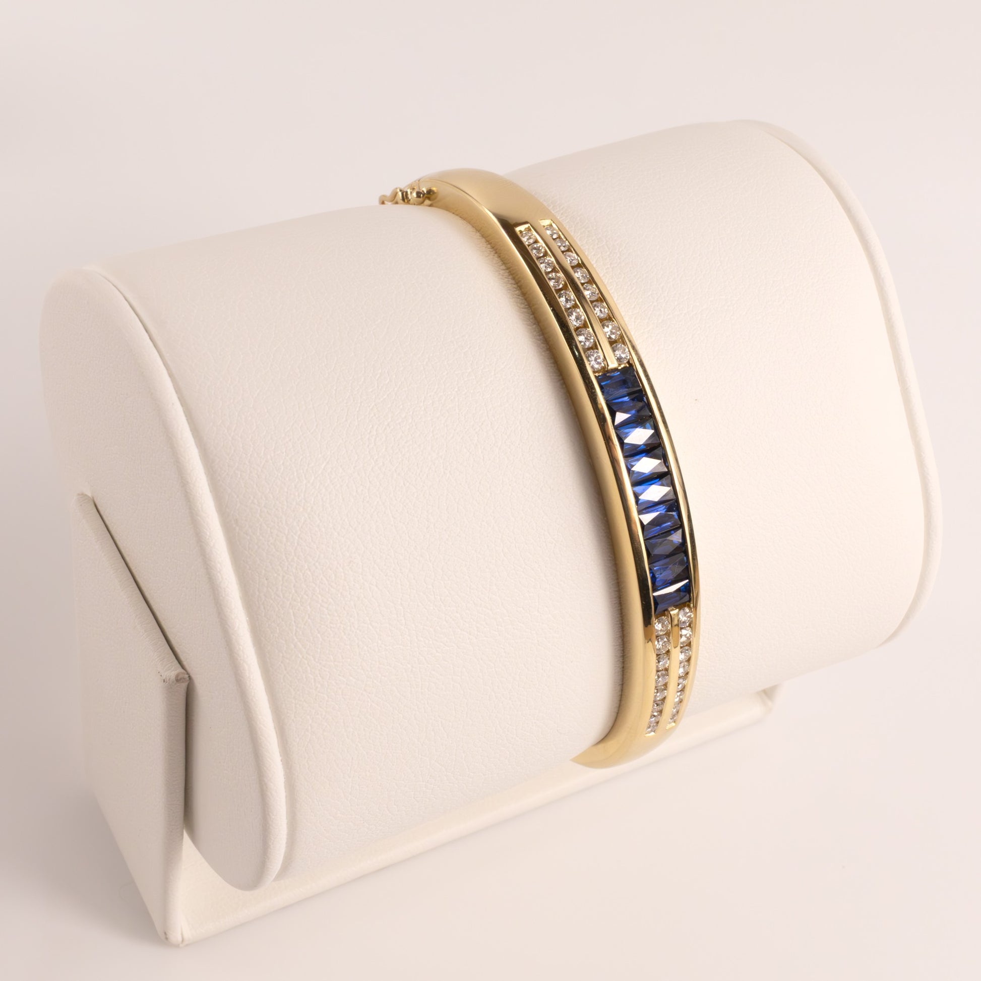 14KYG Blue Sapphire and Diamond Channel Set Bangle