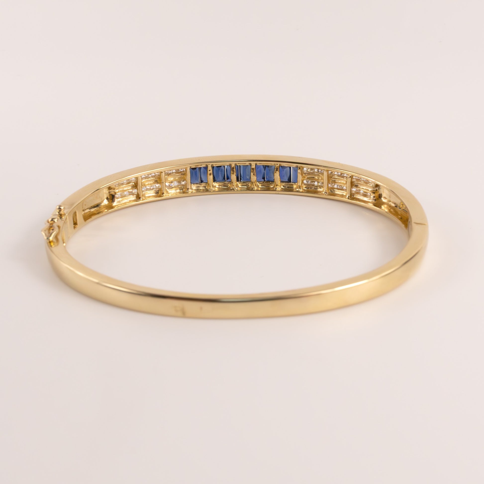 14KYG Blue Sapphire and Diamond Channel Set Bangle
