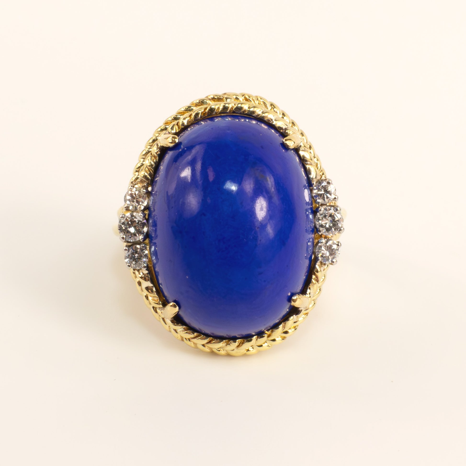 18KYG Lapis and Diamond Rope Ring