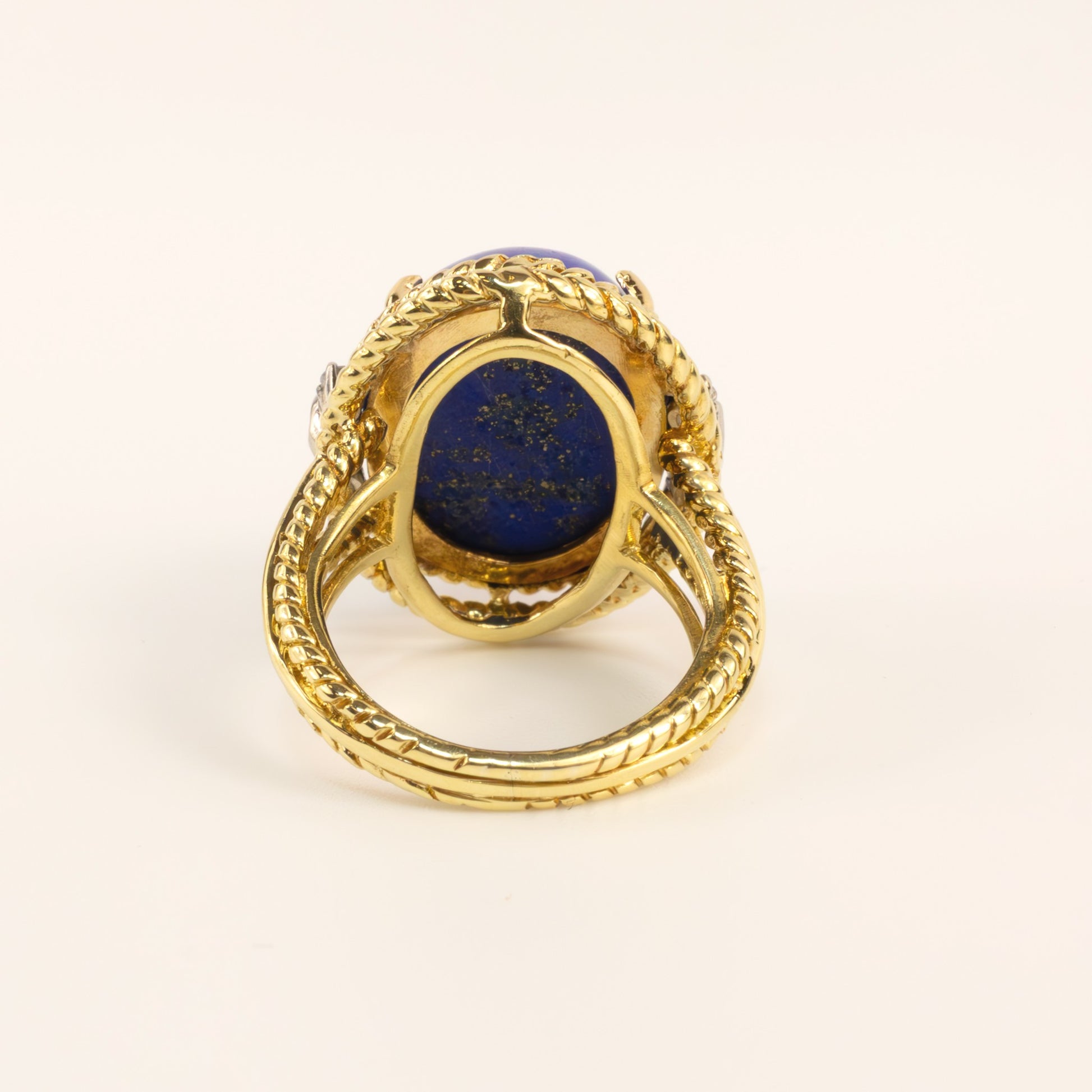 18KYG Lapis and Diamond Rope Ring