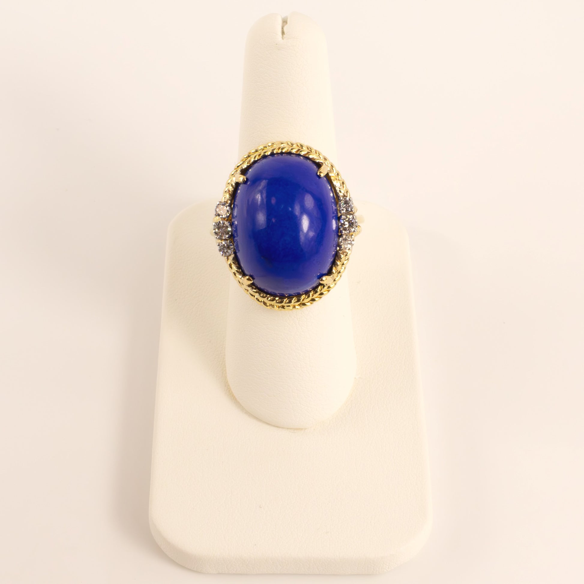 18KYG Lapis and Diamond Rope Ring