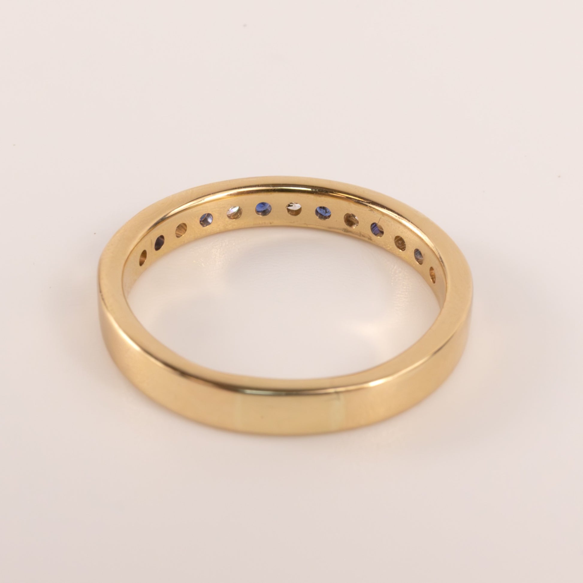 14KYG Blue Sapphire and Diamond Channel Set 3.1mm Band