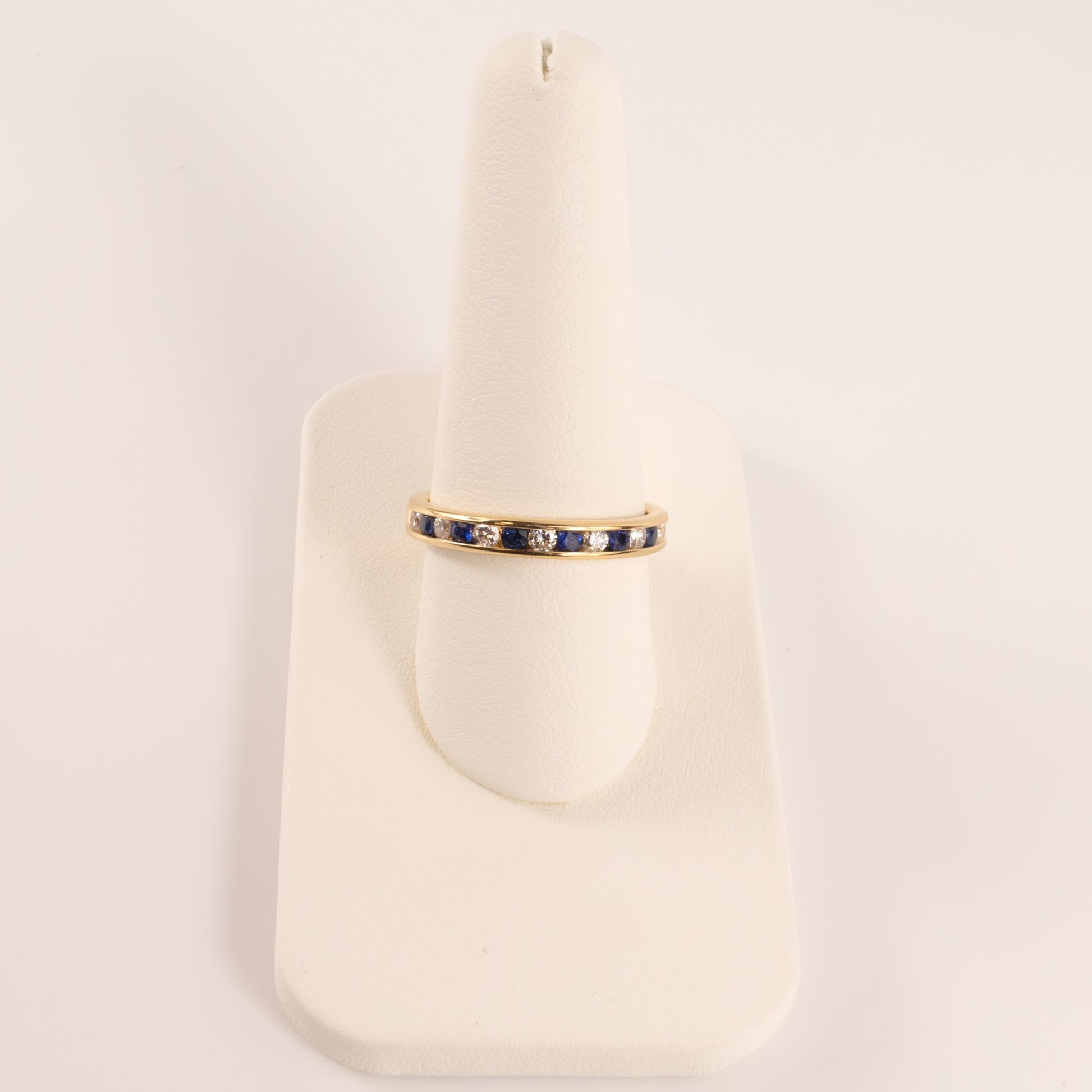 14KYG Blue Sapphire and Diamond Channel Set 3.1mm Band
