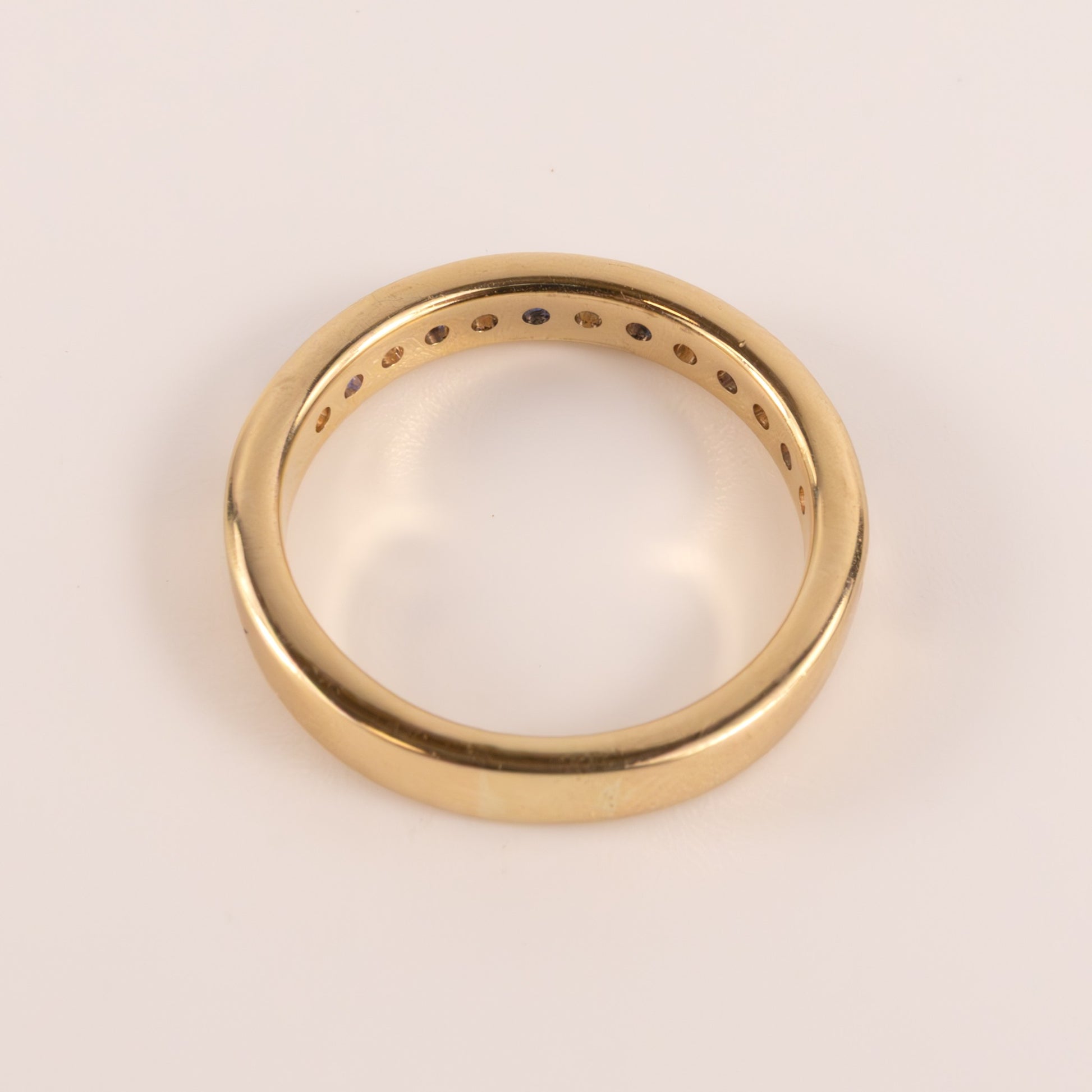 14KYG Blue Sapphire and Diamond Channel Set 3.6mm Band
