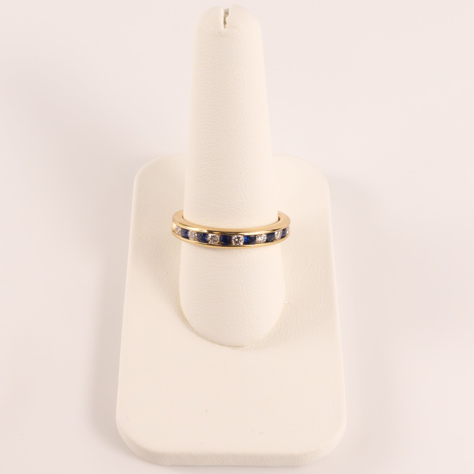 14KYG Blue Sapphire and Diamond Channel Set 3.6mm Band