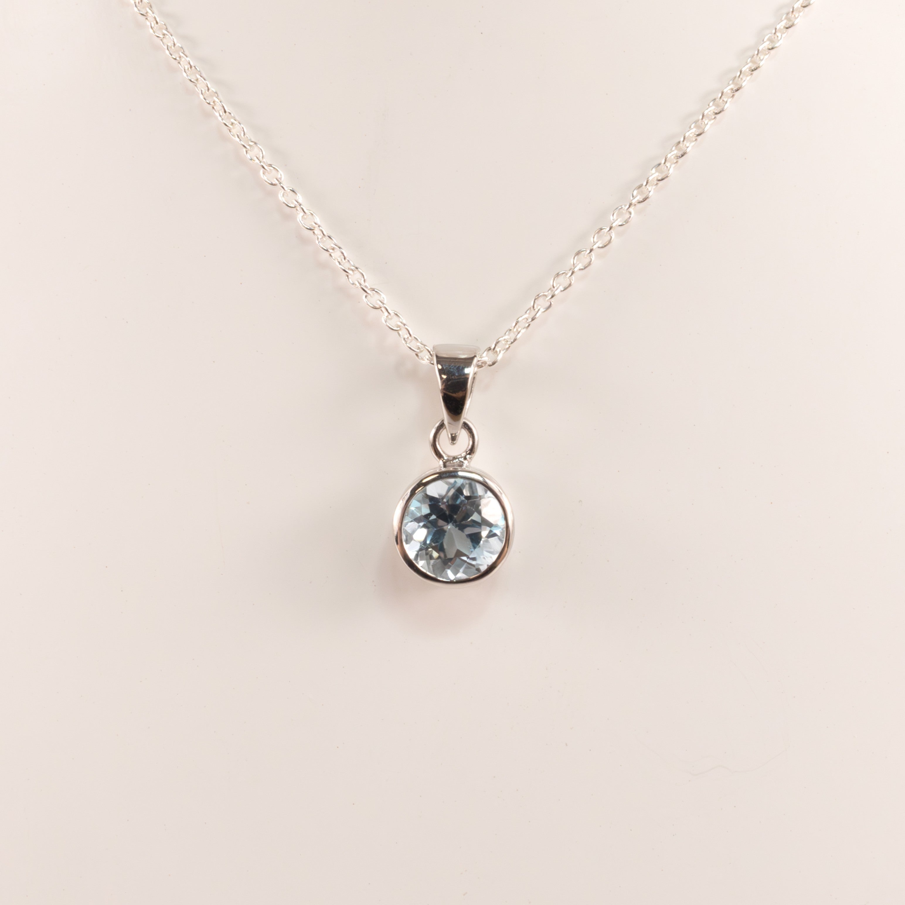 Sterling Silver Sky Blue Topaz Bezel Set Necklace