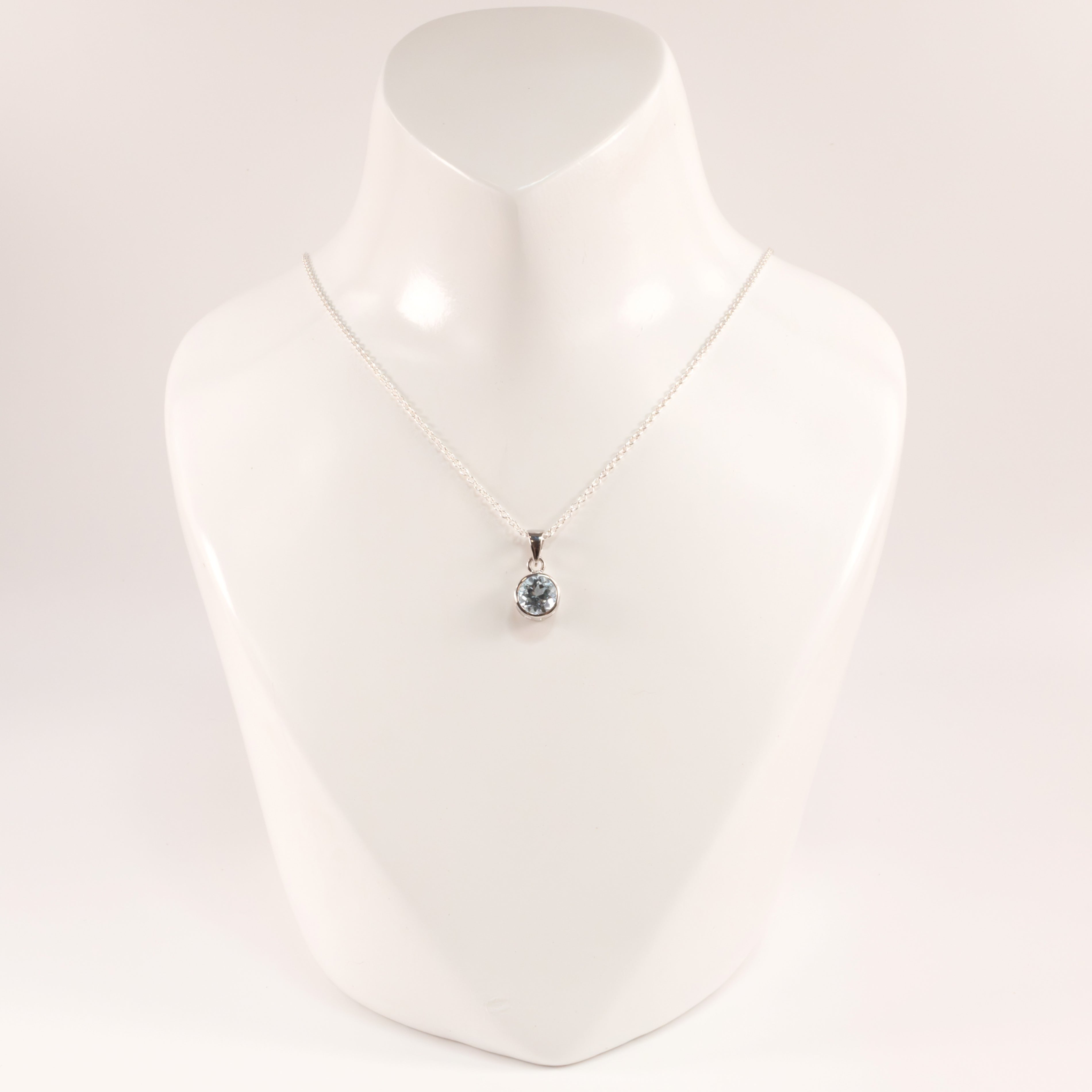 Sterling Silver Sky Blue Topaz Bezel Set Necklace