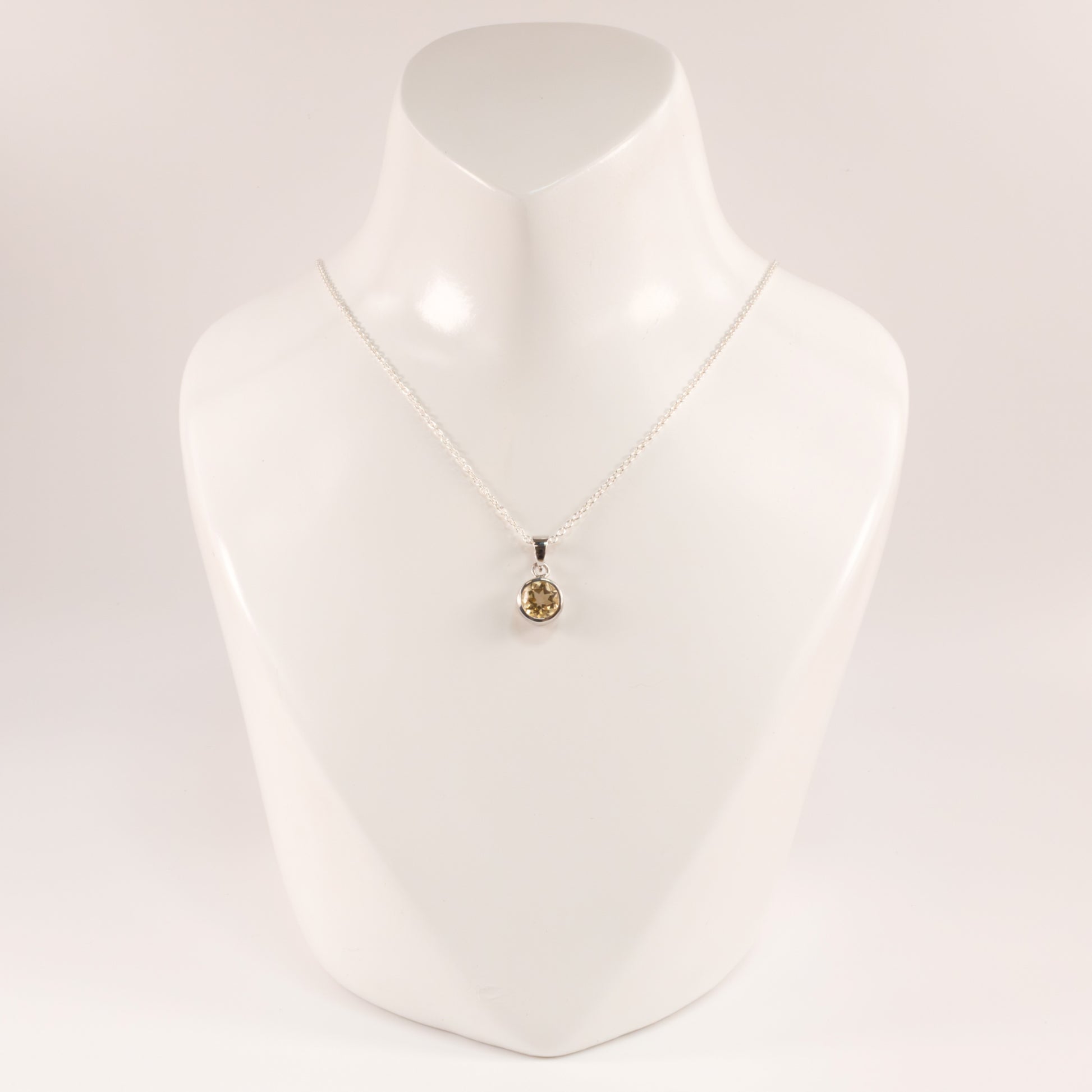 Sterling Silver Citrine Bezel Set Necklace