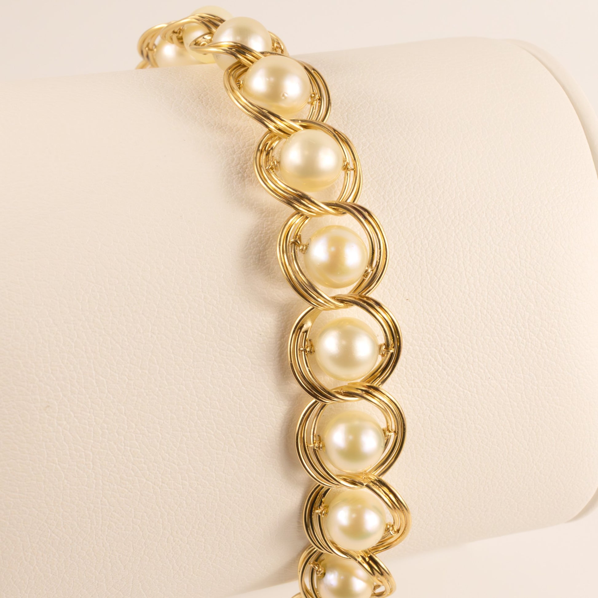 14KYG Pearl Twist Caged Bracelet