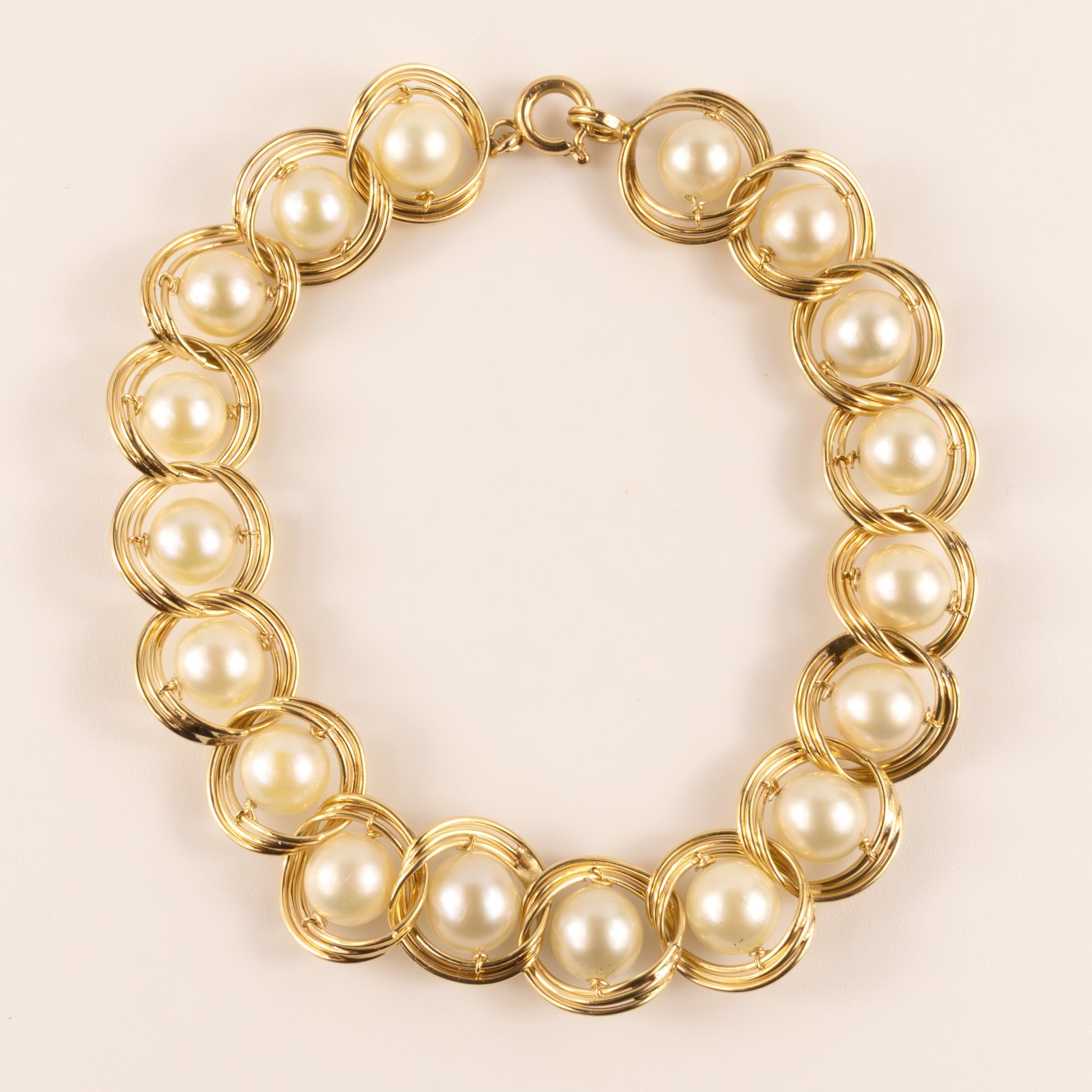 14KYG Pearl Twist Caged Bracelet