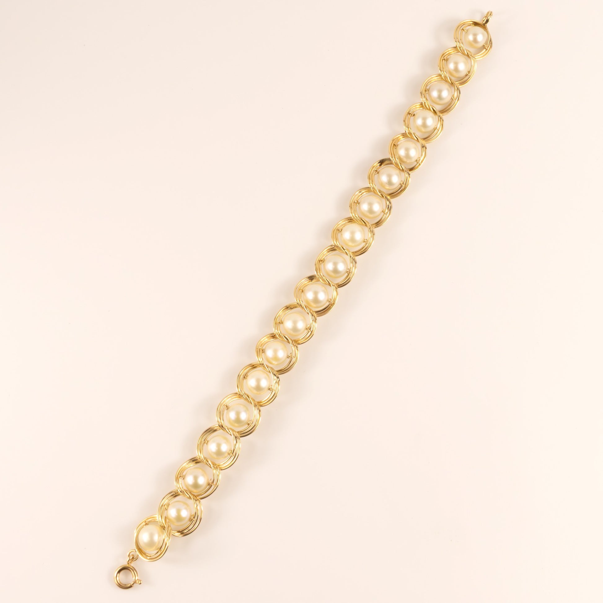 14KYG Pearl Twist Caged Bracelet