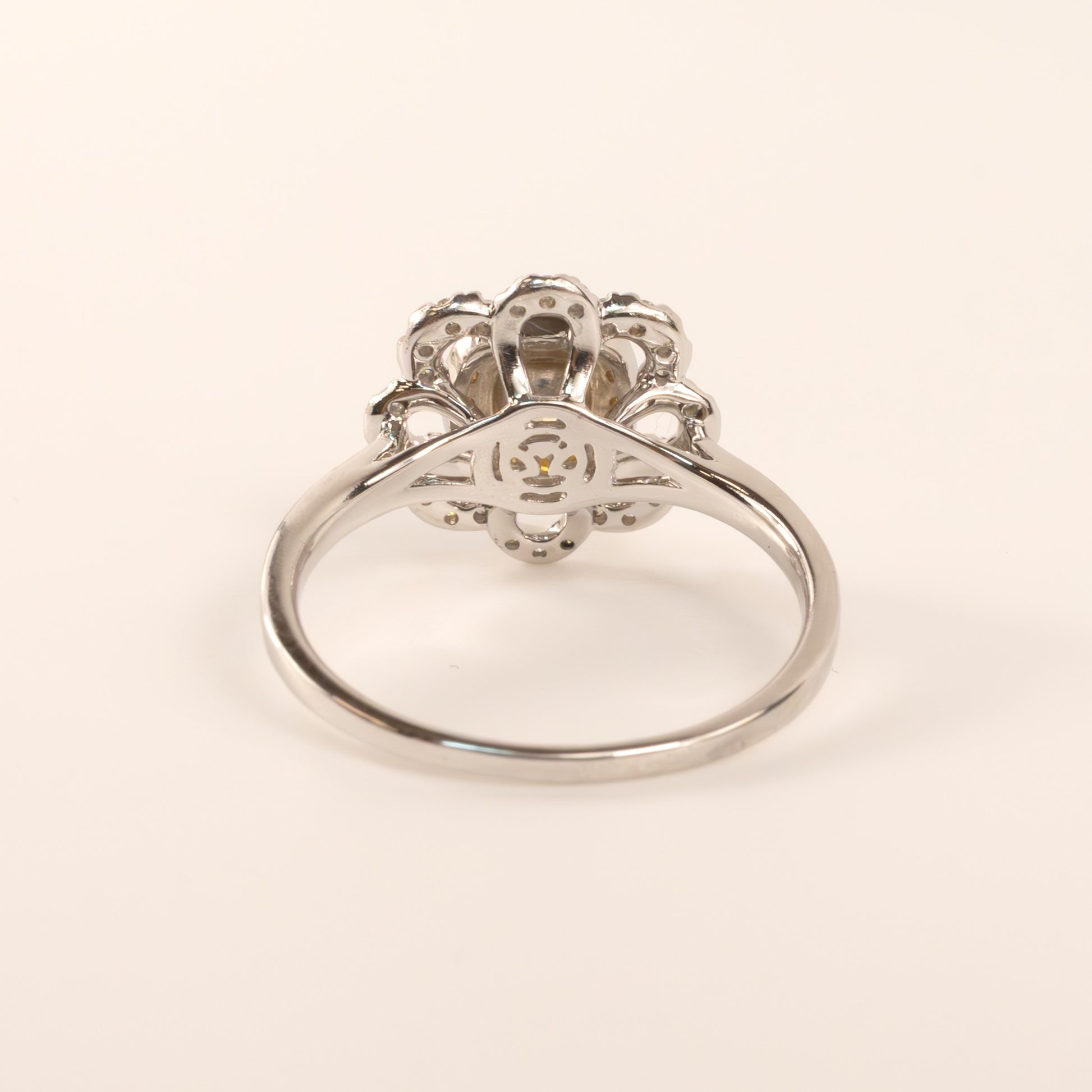 14KWG Fancy Yellow Diamond Flower Halo Ring