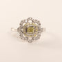 14KWG Fancy Yellow Diamond Flower Halo Ring
