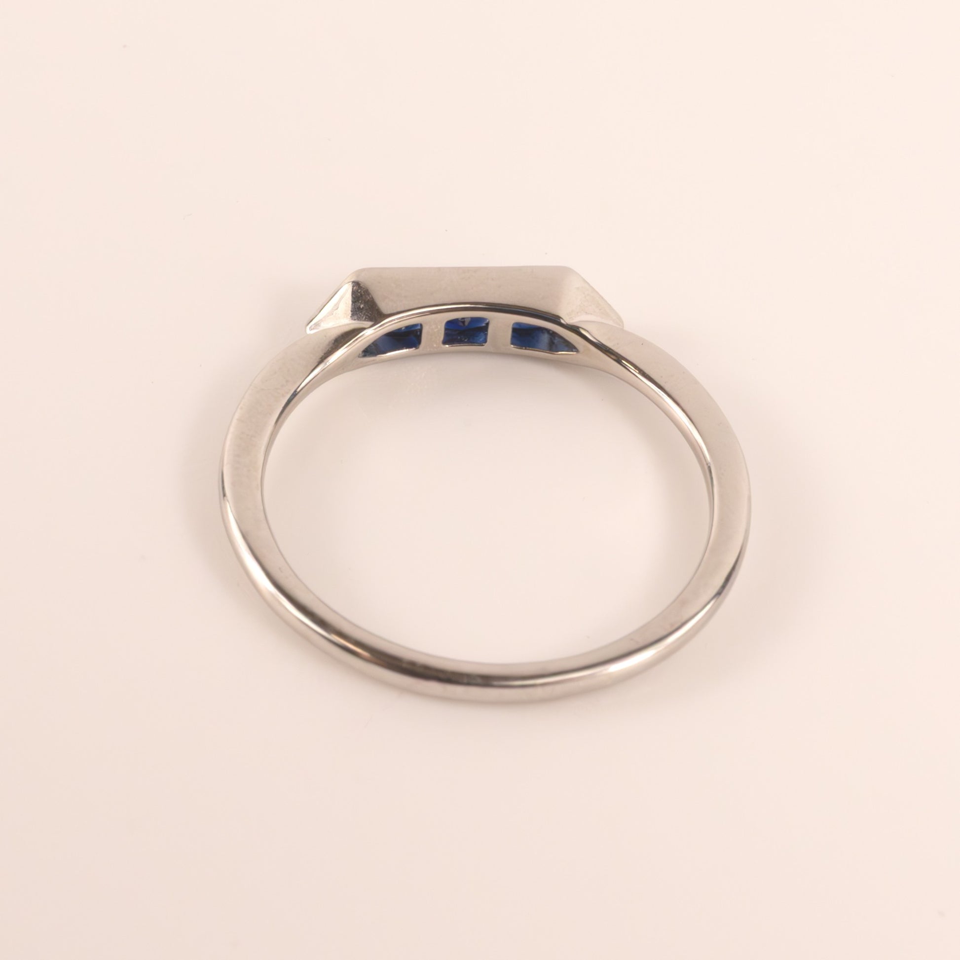 14KWG Blue Sapphire and Diamond Geometric Ring