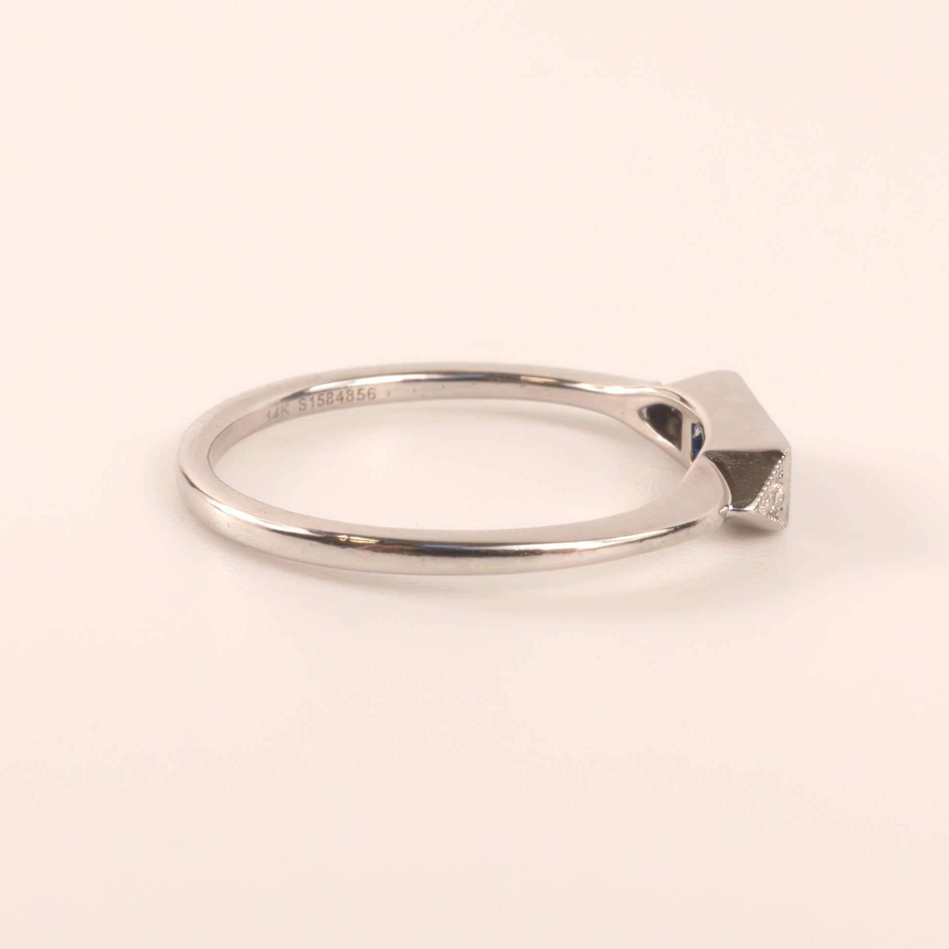 14KWG Blue Sapphire and Diamond Geometric Ring