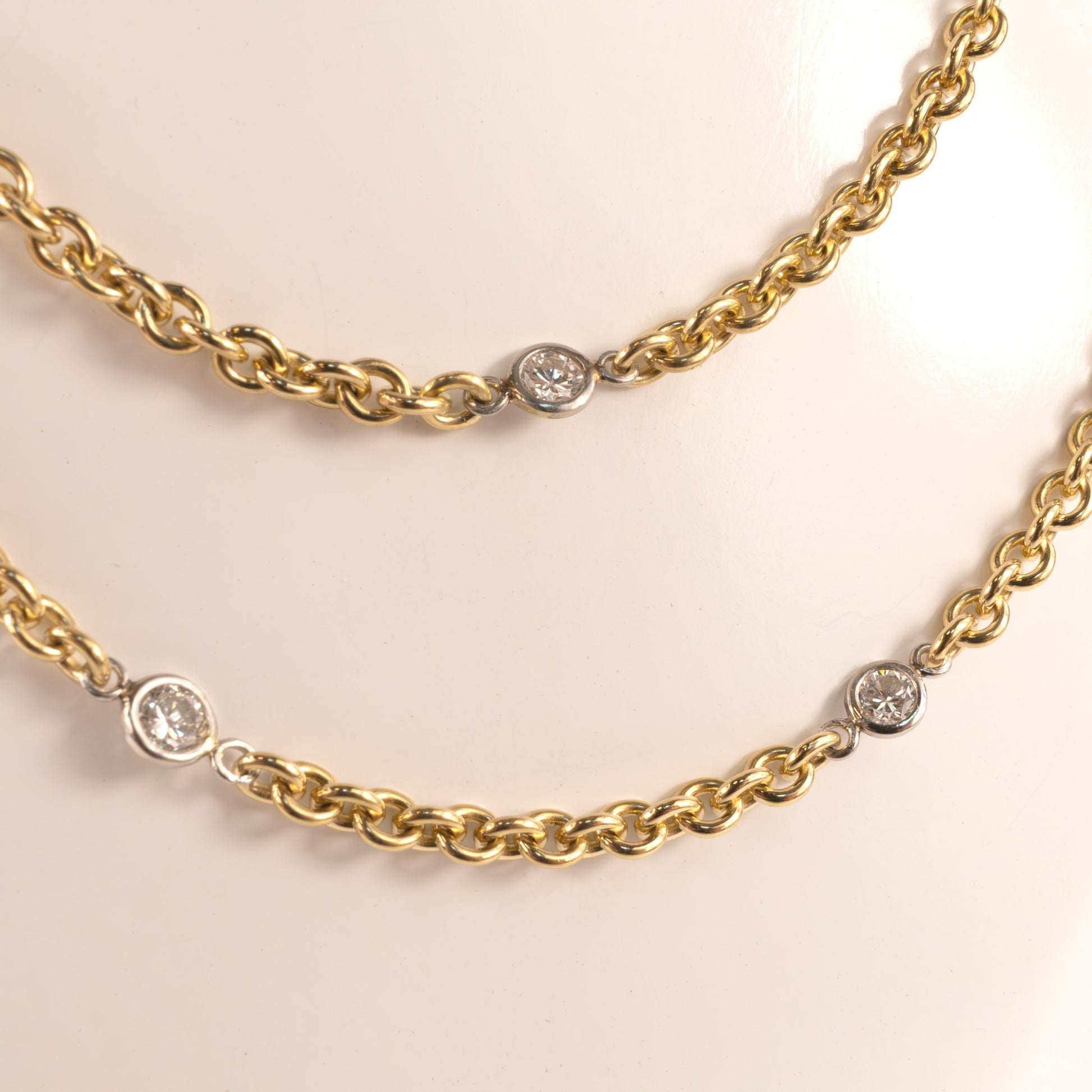 14KYG and Platinum Diamond by the Yard Double Strand Custom Marks Necklace