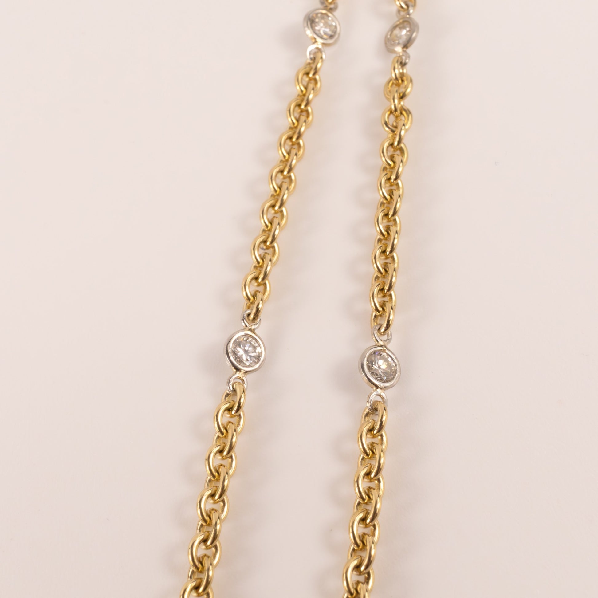 14KYG and Platinum Diamond by the Yard Double Strand Custom Marks Necklace