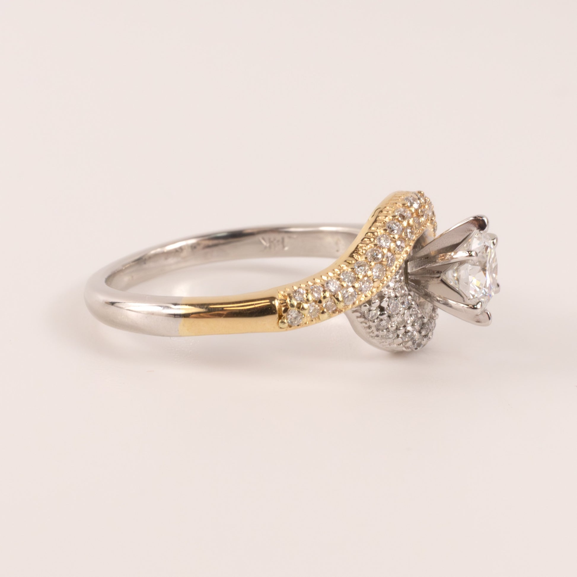 14K Two-Tone Diamond 0.47ct Bypass Halo Engagement Ring