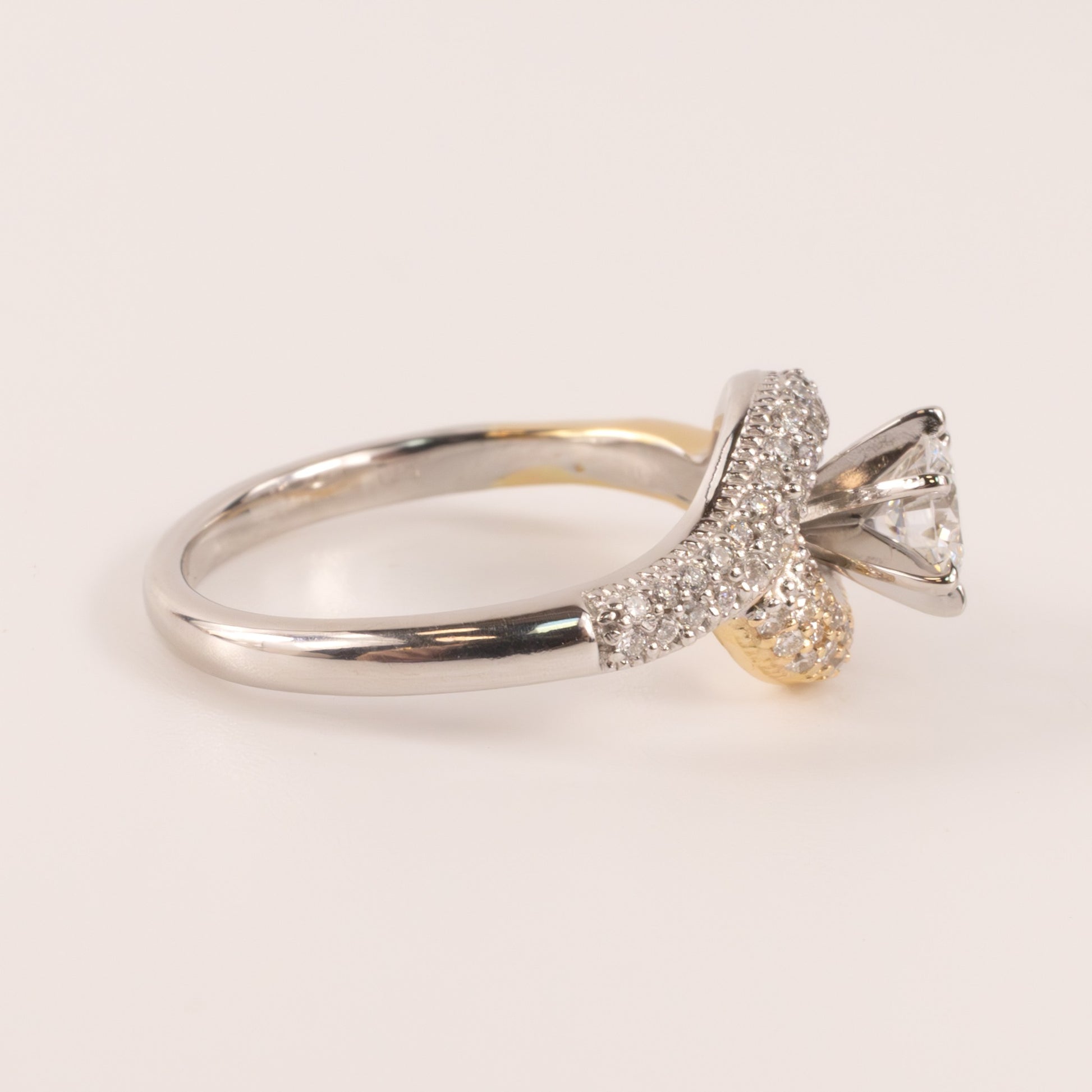 14K Two-Tone Diamond 0.47ct Bypass Halo Engagement Ring