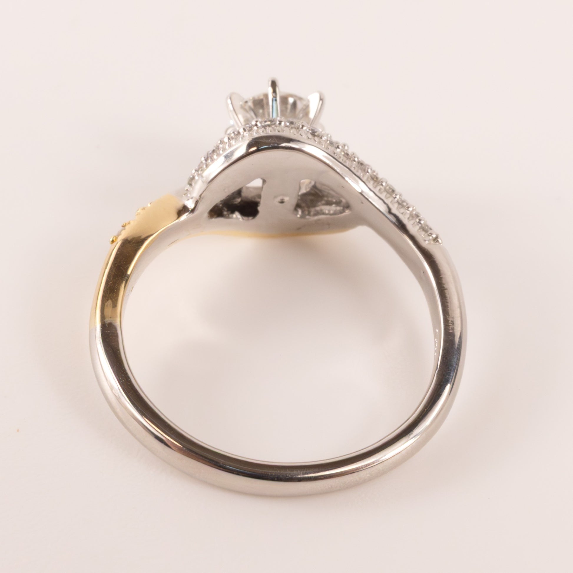 14K Two-Tone Diamond 0.47ct Bypass Halo Engagement Ring