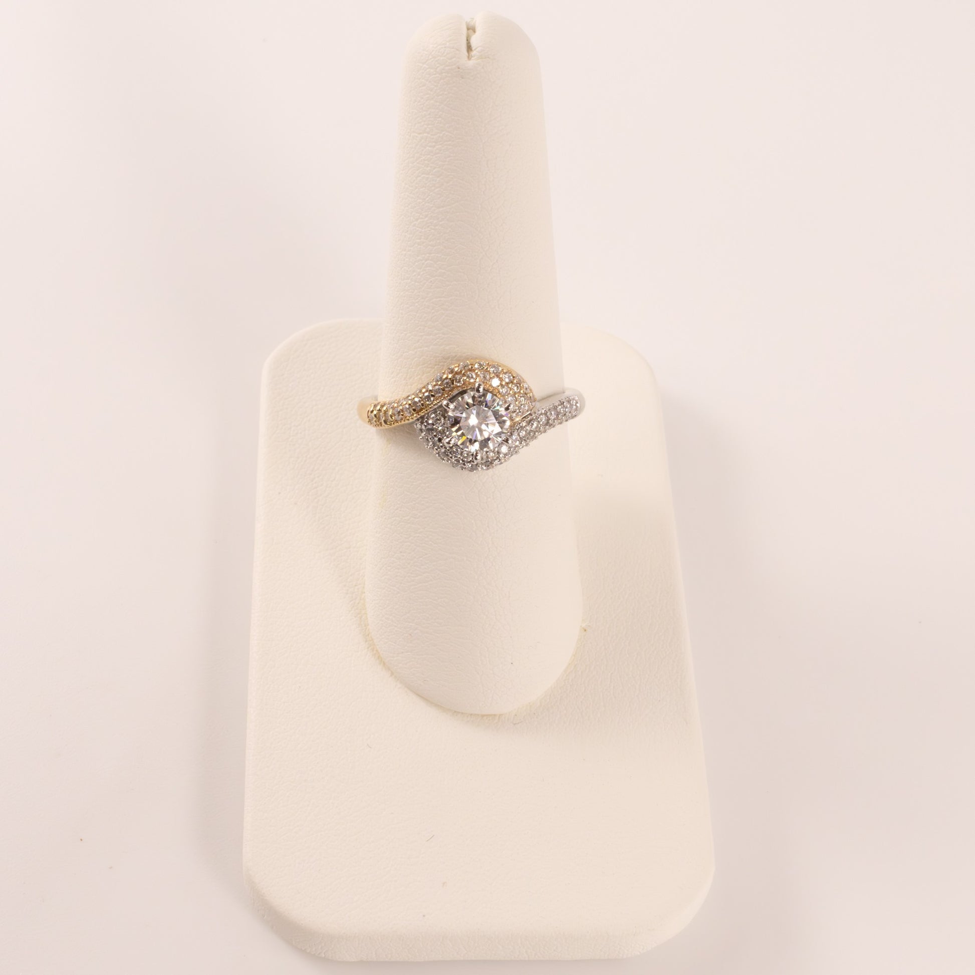 14K Two-Tone Diamond 0.47ct Bypass Halo Engagement Ring