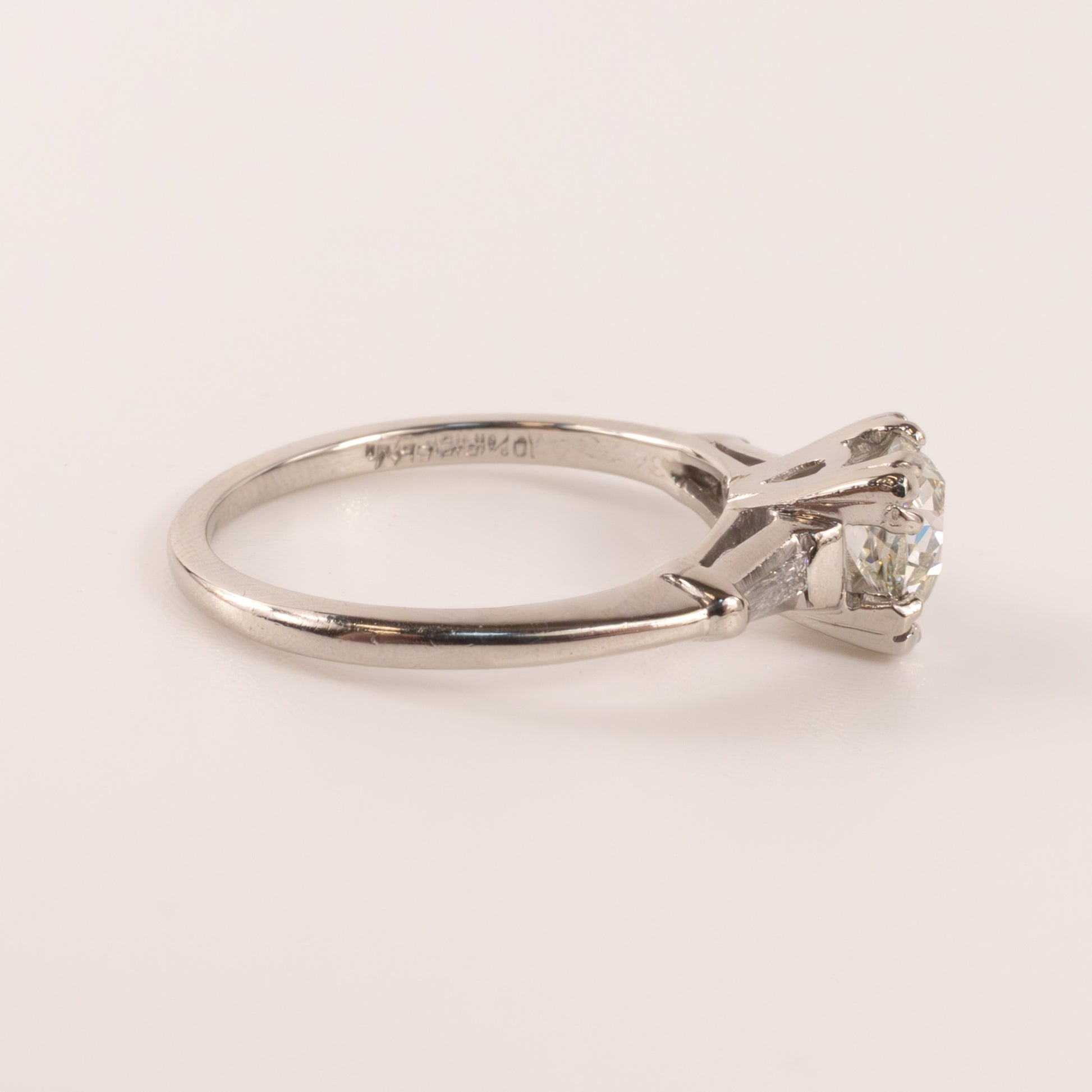 Platinum Diamond 0.82ct Old Mine Cut Three-Stone Engagement Ring
