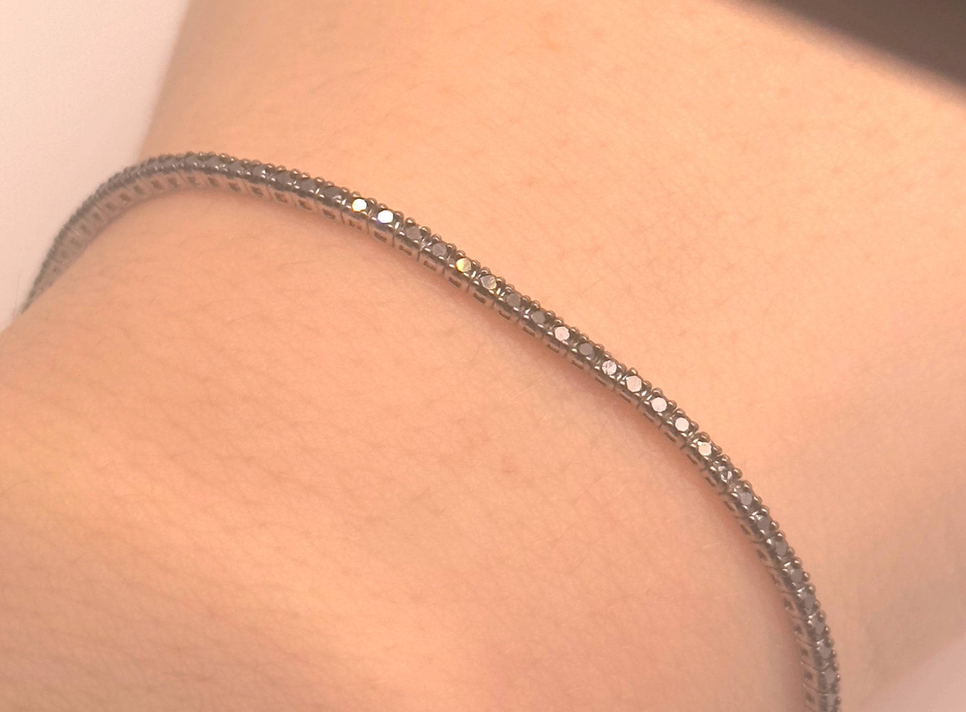 14KWG Black Diamond Tennis Bracelet