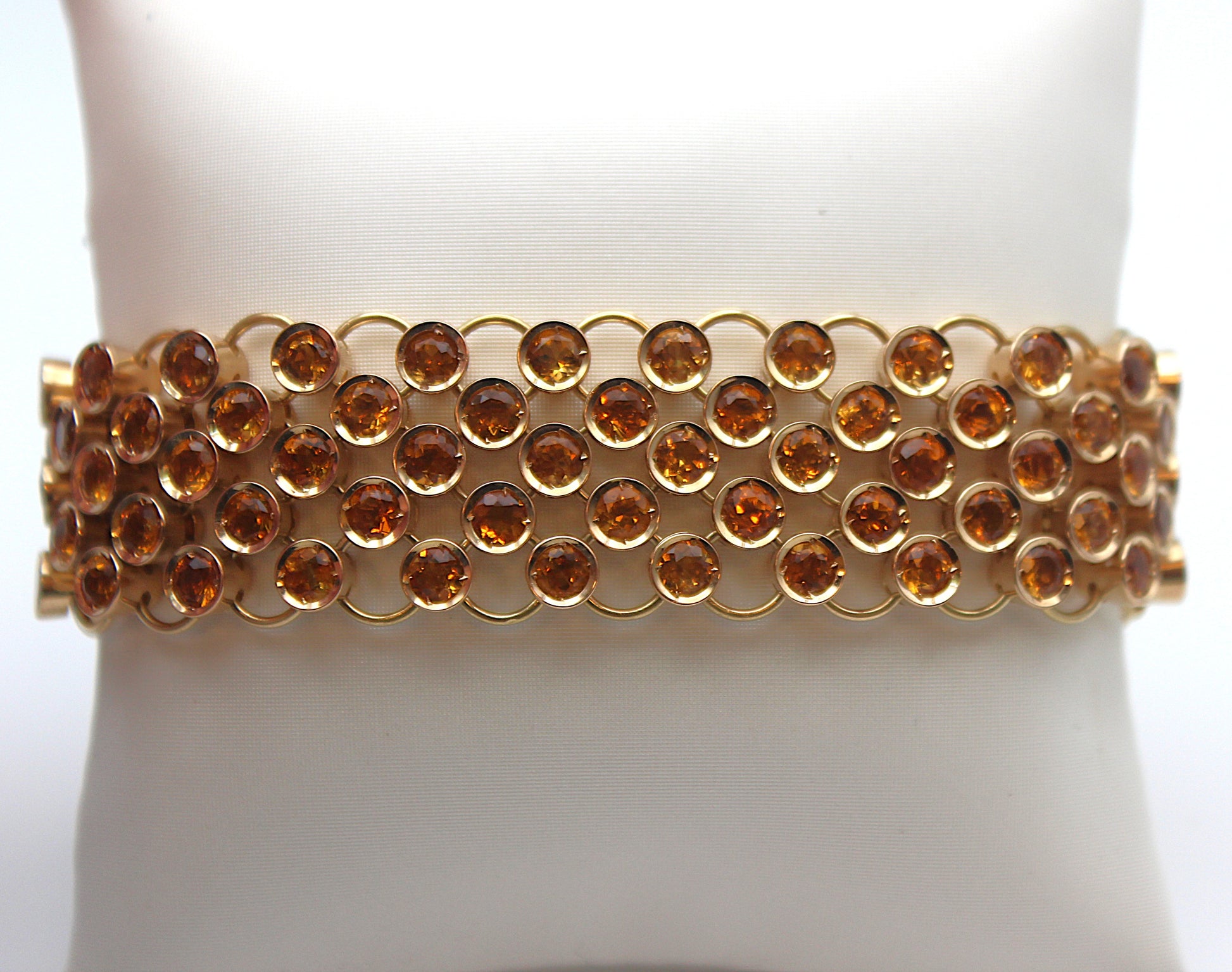 18KYG Vintage Citrine Wide Bracelet
