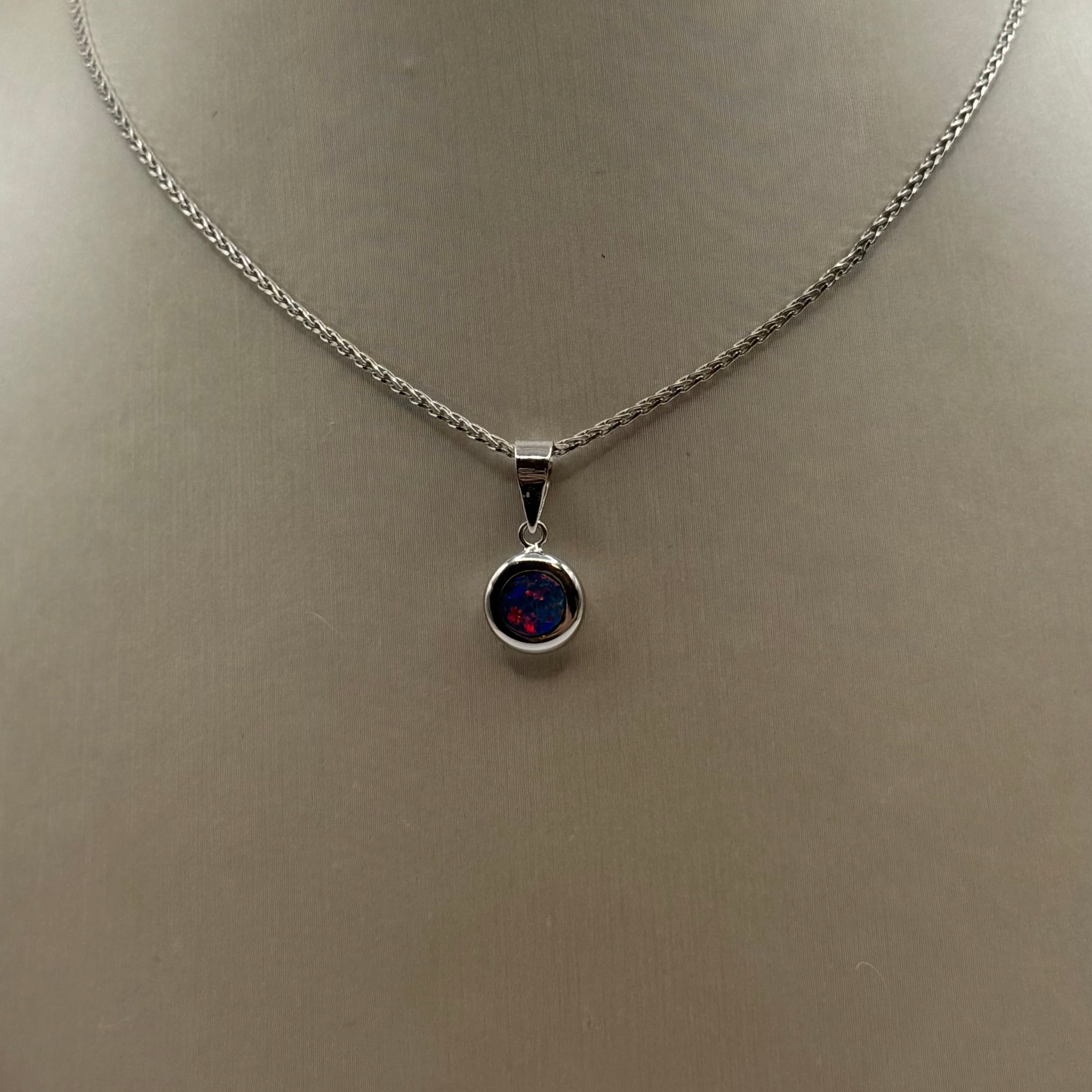 14KWG Opal Bezel Set Round Pendant
