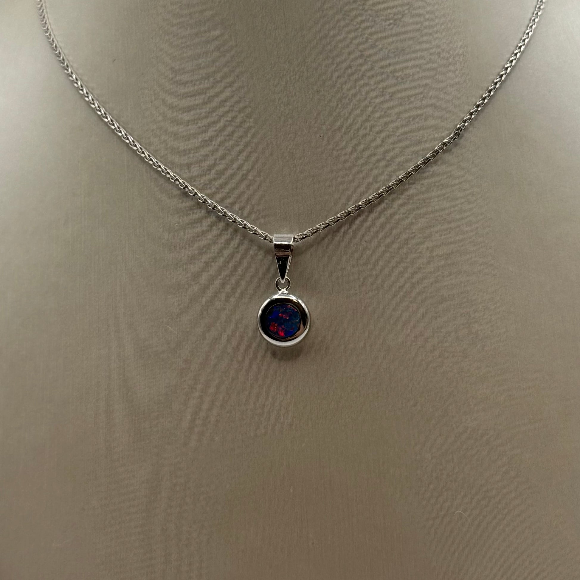 14KWG Opal Bezel Set Round Pendant