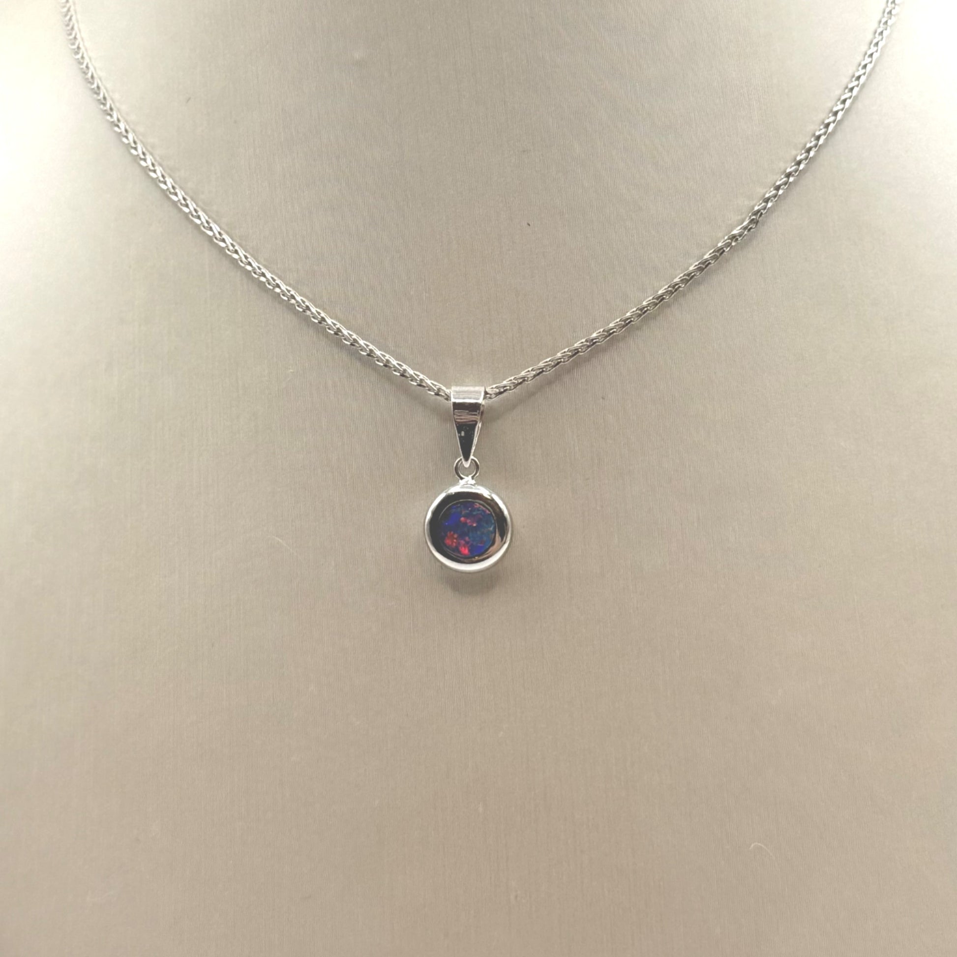 14KWG Opal Bezel Set Round Pendant