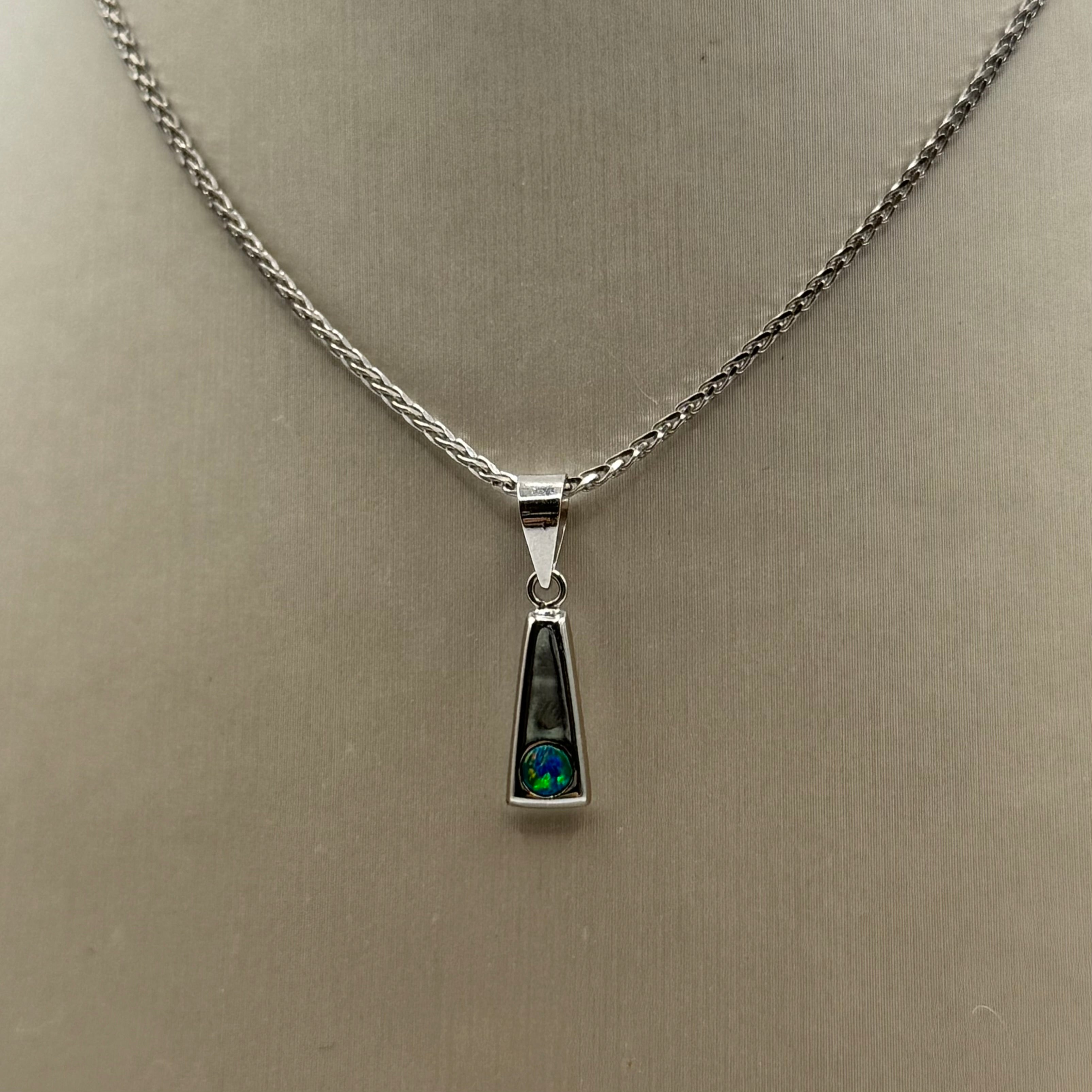 14KWG Opal Flush Set Triangle Pendant