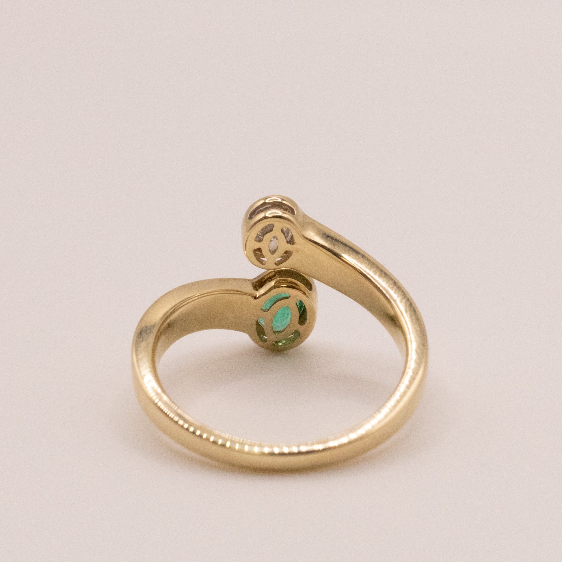 14KYG Emerald and Diamond Bypass Ring