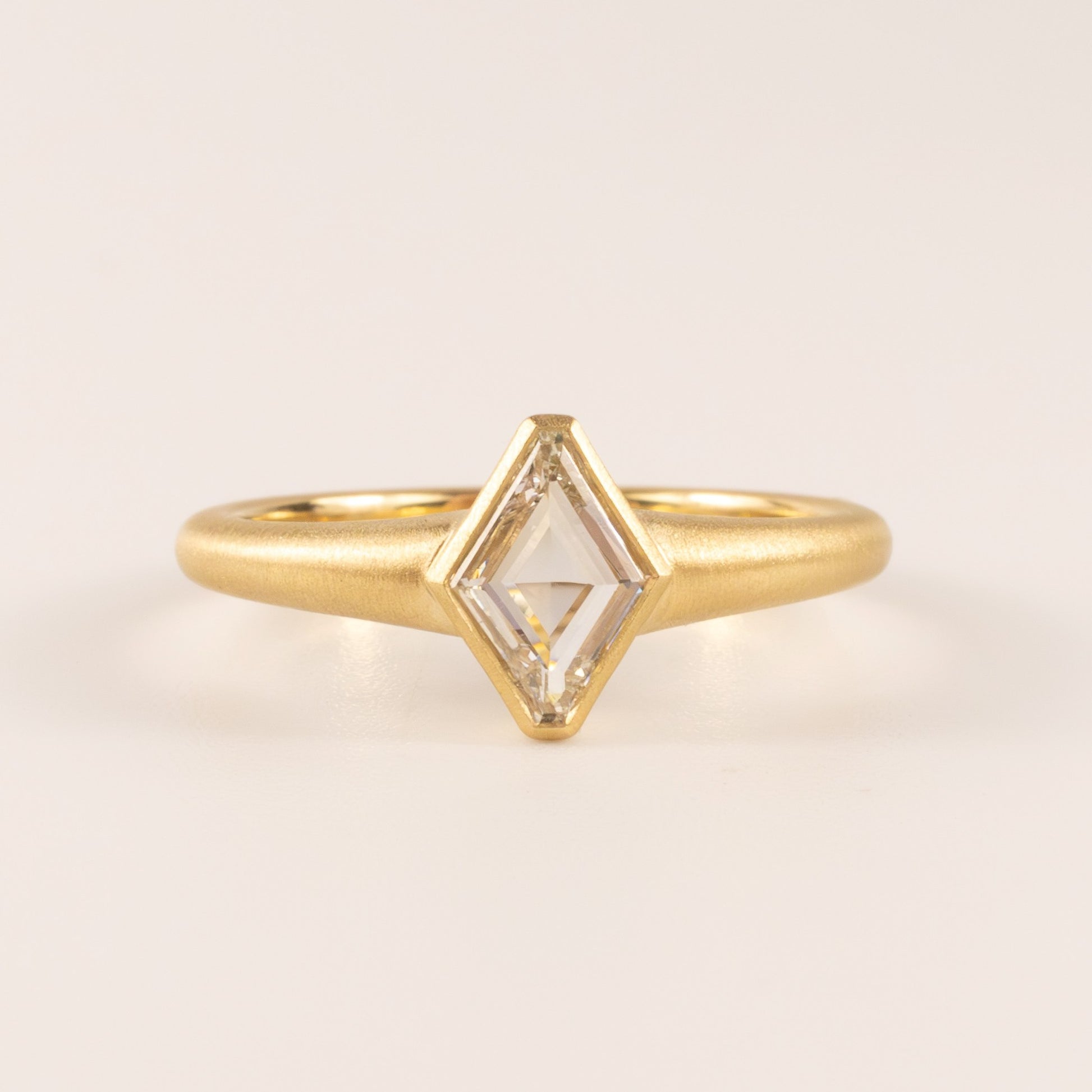 14KYG Portrait Cut Diamond 0.50ct Bezel Set Marks Custom Ring